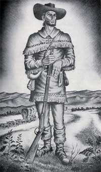  Artist rendition of what Jim Bridger may have looked like as a young man. Drawing by C.M. Ismert, Refer to Acknowledgements #1